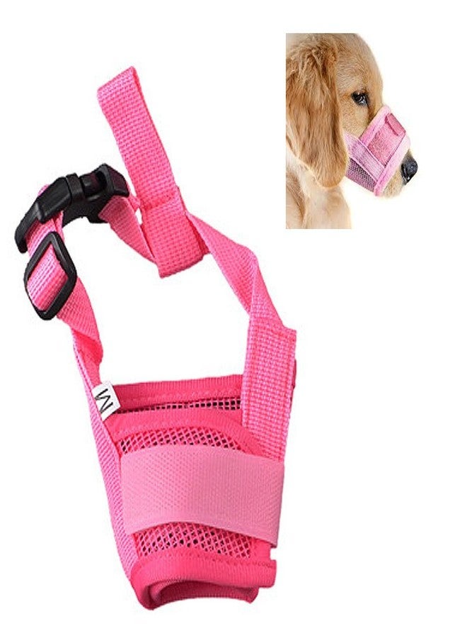 Futaba Dog Adjustable Anti Bark Mesh Soft Mouth Muzzle -Pink- Medium - Image 1